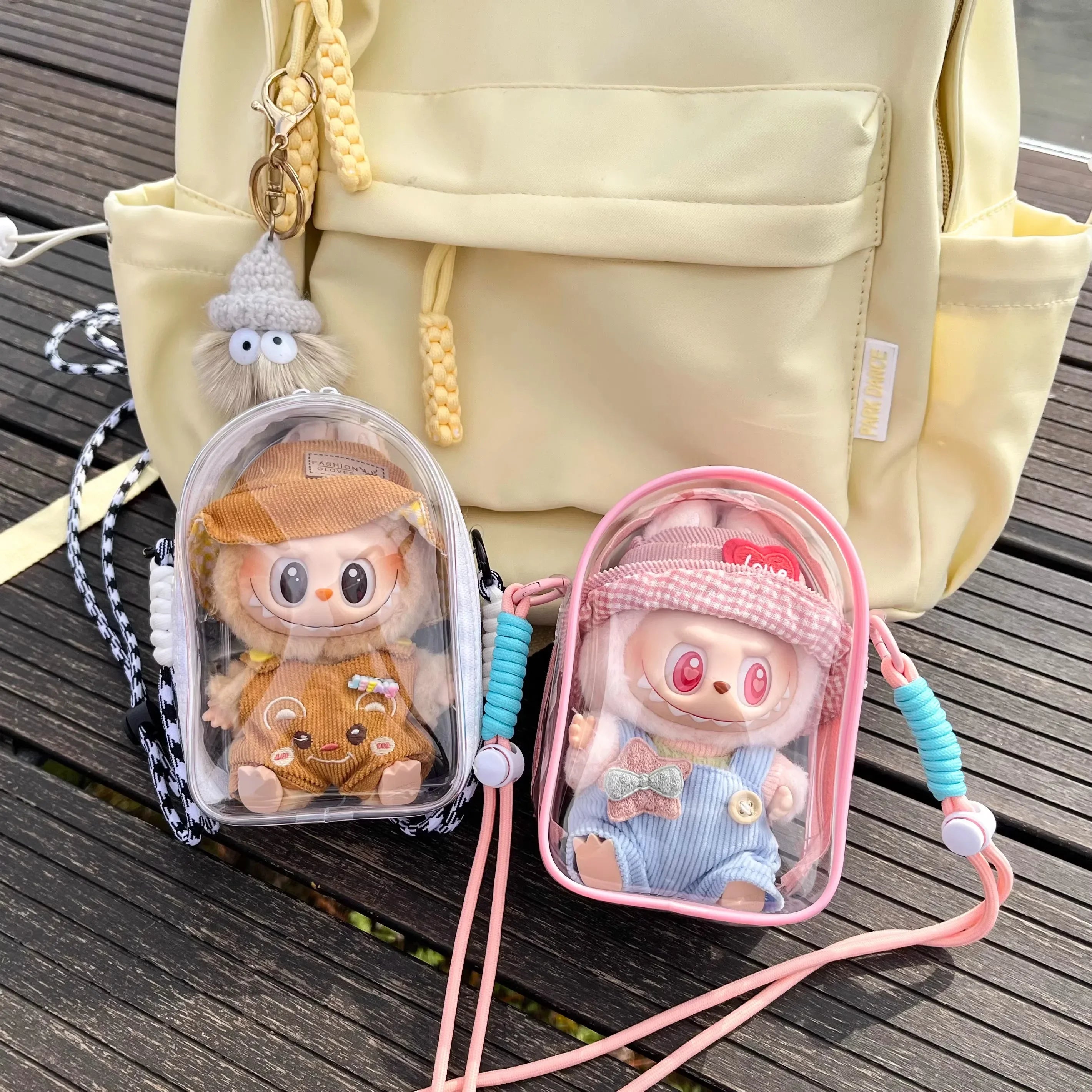 Custodia Labubu THE MONSTER 15 cm da spalla – borsa PVC trasparente protettiva