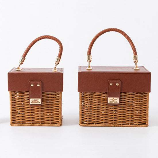 Borsa a Tracolla in Rattan Nera per Donna – Stile Casual Estivo, Fatto a Mano, Forma Box, Perfetta per Viaggi e Spiaggia