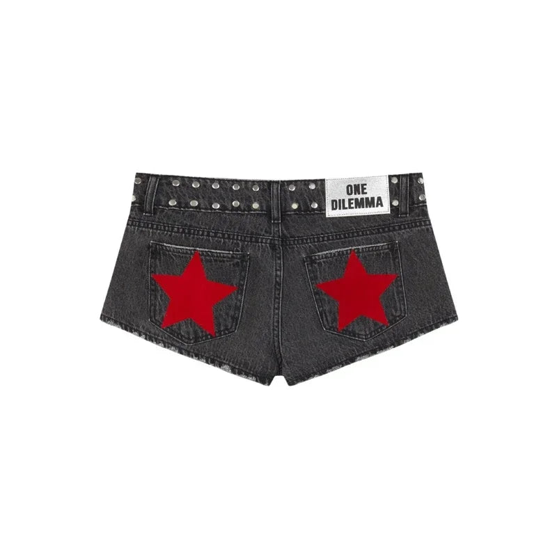 Shorts Jeans Donna Y2K con Stelle – Hot Pants Denim Streetwear