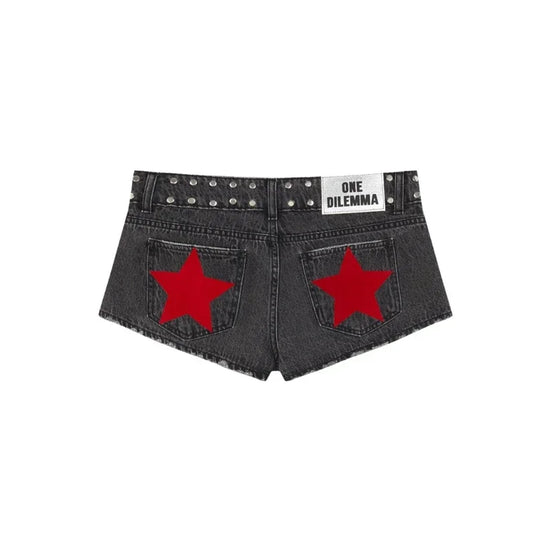 Shorts Jeans Donna Y2K con Stelle – Hot Pants Denim Streetwear