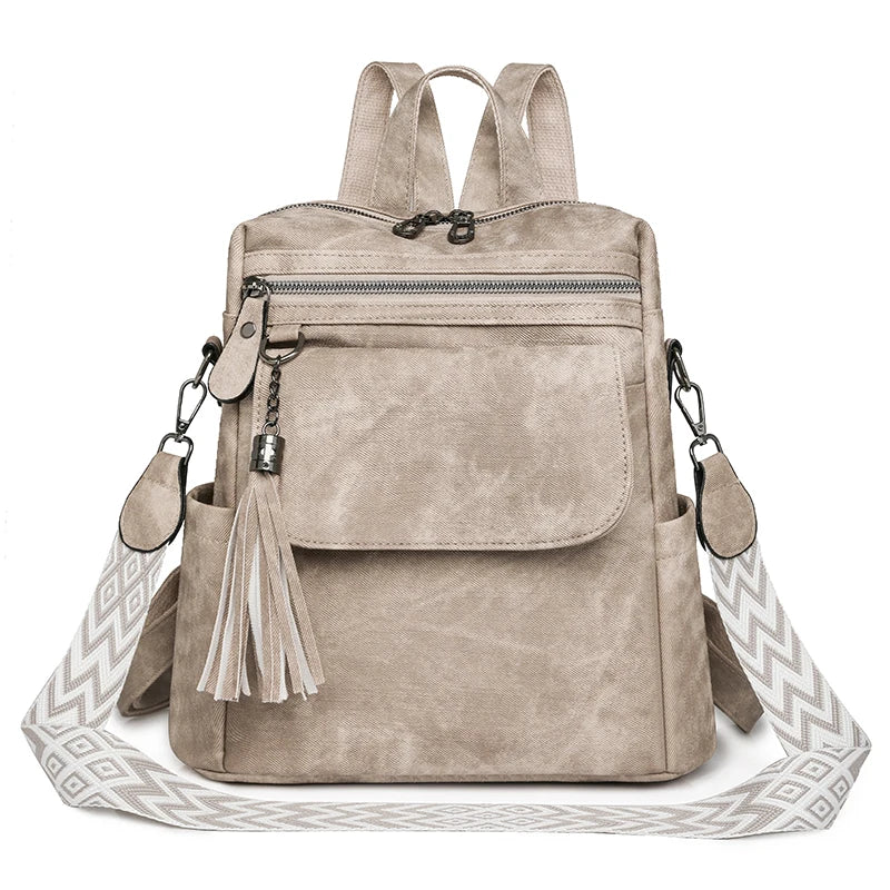 Zaino donna grande capacità in pelle simil-cuoio – daypack fashion da viaggio e scuola, backpack solid colour per ragazze
