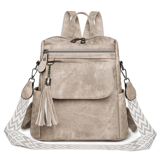 Zaino donna grande capacità in pelle simil-cuoio – daypack fashion da viaggio e scuola, backpack solid colour per ragazze