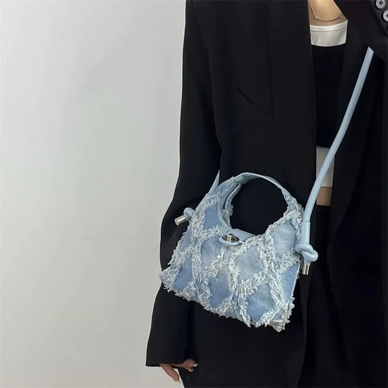 Borsa in Jeans Donna Stile Fashion – Spalla e Tracolla, Design Sfrangiato 2025