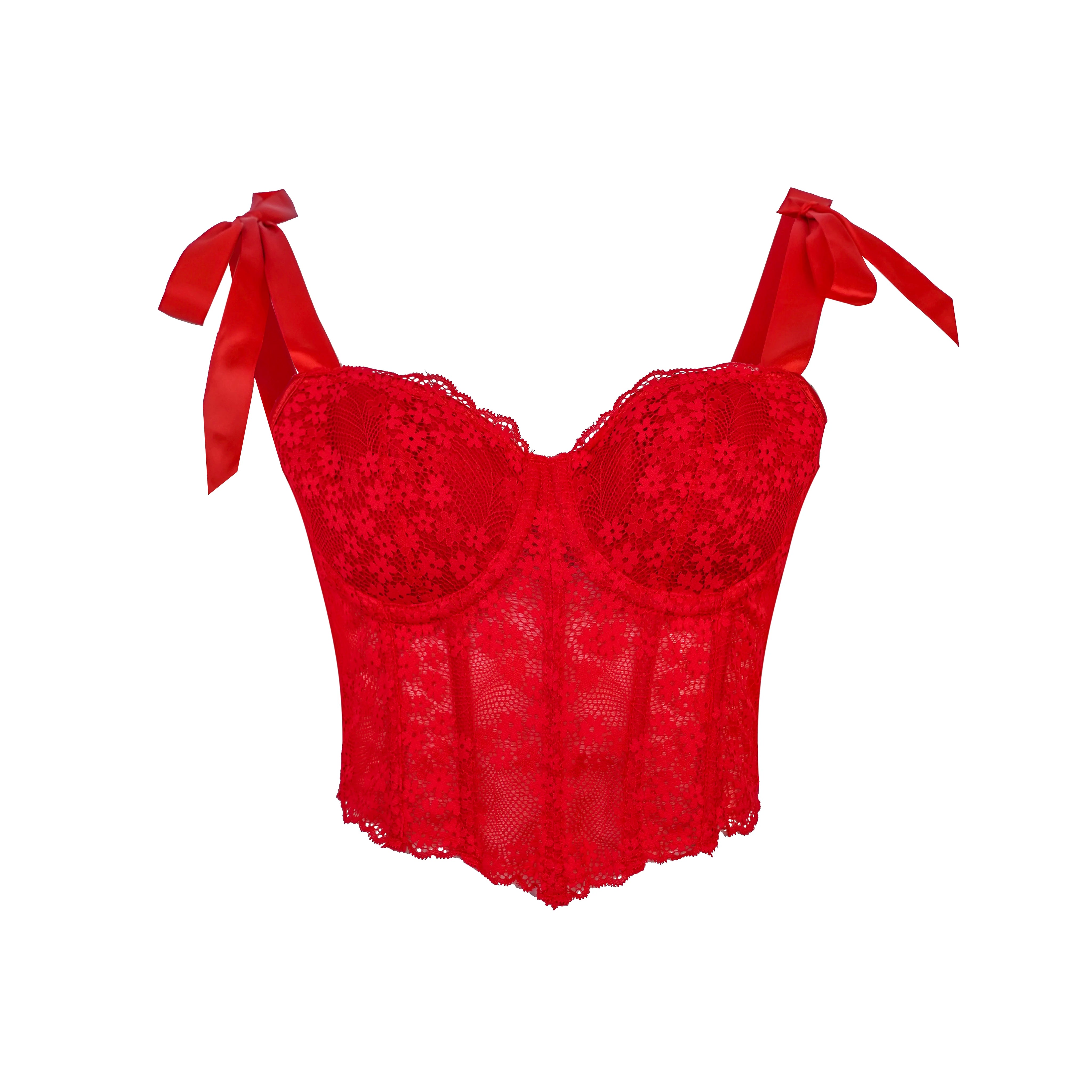 Corsetto Sexy in Pizzo Trasparente – Bustier Push Up Donna