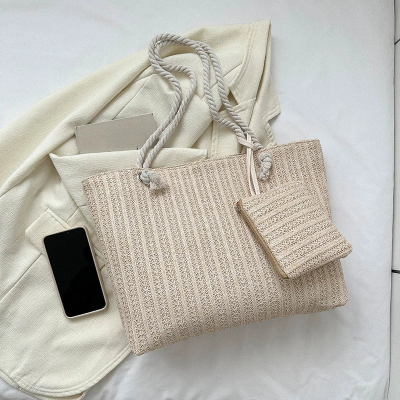 Borsa Tote Donna in Paglia Grande Capacità – Stile Boho Estivo