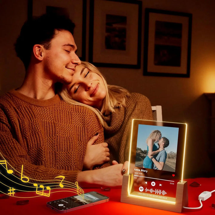 Targa Personalizzata con Musica Spotify – Lampada Acrilica Foto per Regalo Romantico