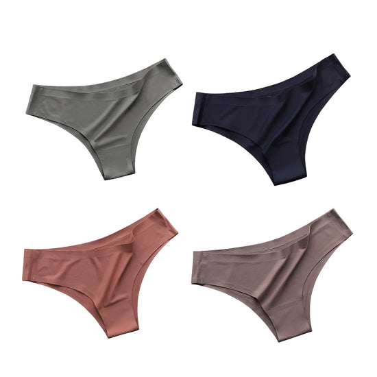 Set 4 pezzi mutandine donna seamless in ice silk – vita bassa G-string ultra sottile comfort quotidiano