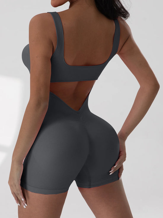 Jumpsuit sportiva donna 2025 – body seamless backless con scollo a U, elegante e funzionale