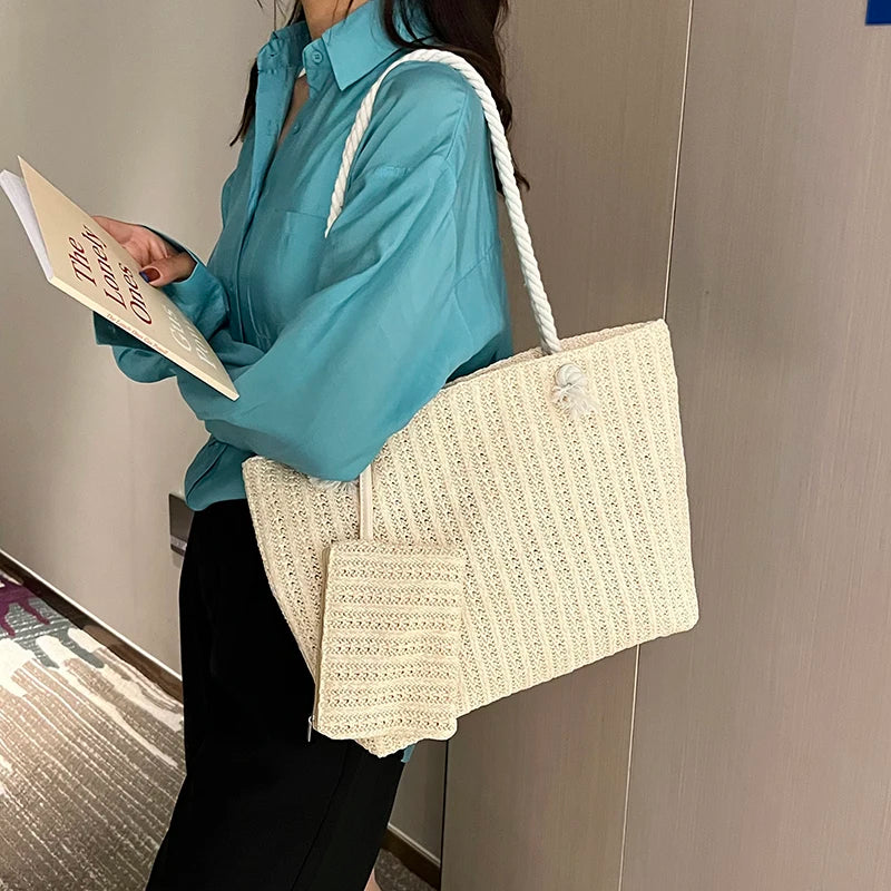 Borsa Tote Donna in Paglia Grande Capacità – Stile Boho Estivo