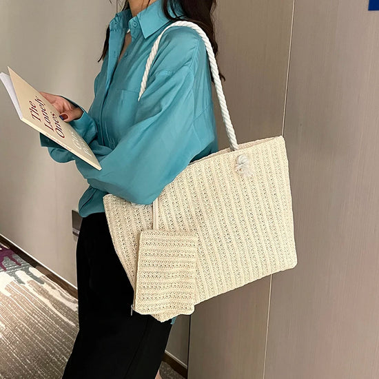 Borsa Tote Donna in Paglia Grande Capacità – Stile Boho Estivo