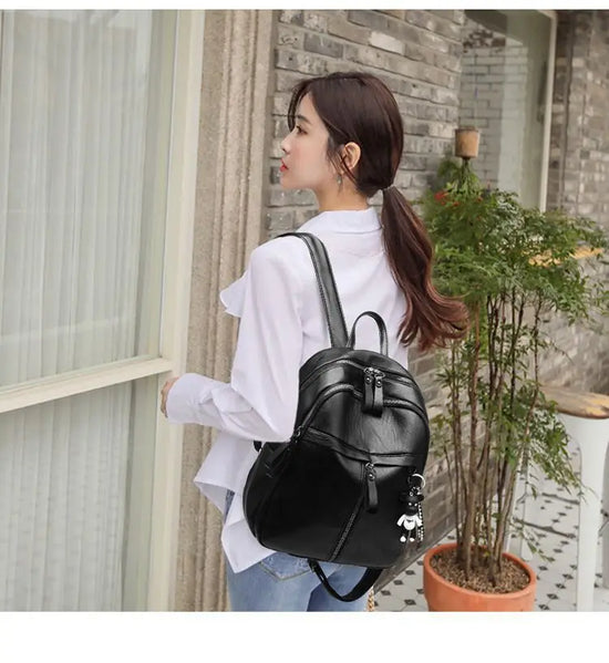 Zaino nero casual / crossbody monospalla, stile carino e vegan friendly