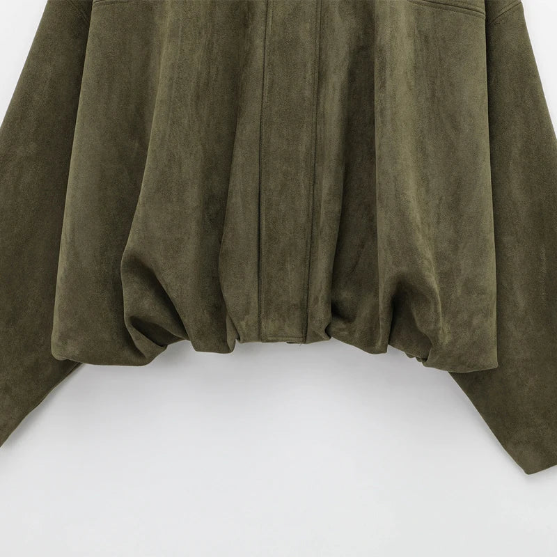 Giacca Bomber Donna con Zip, Collo a Revers e Maniche Lunghe – Giubbotto Corto Stile High Street 2025 per Autunno/Inverno