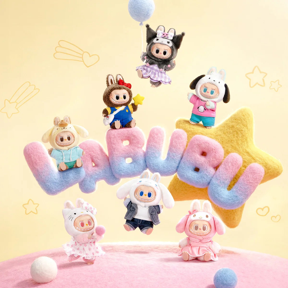 Blind Box Pop Mart Labubu x Sanrio – Pendant Kawaii da Collezione 1/6 pezzi