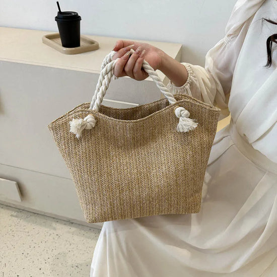 Borsa a Spalla Estiva in Paglia Intrecciata per Donna – Stile Boho Chic, Grande Capacità, Perfetta per Spiaggia e Vacanze