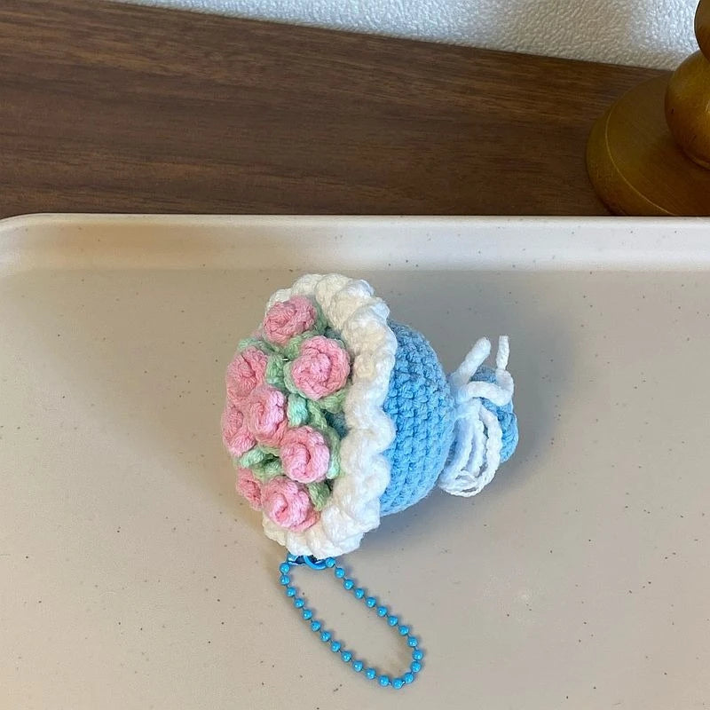 Portachiavi handmade a mini bouquet di fiori all’uncinetto – regalo dolce e artigianale