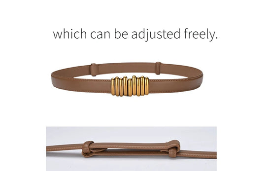 Cintura donna ecopelle vera 2025 – skinny knot belt in cowhide con fibbia gold, cintura regalo moda
