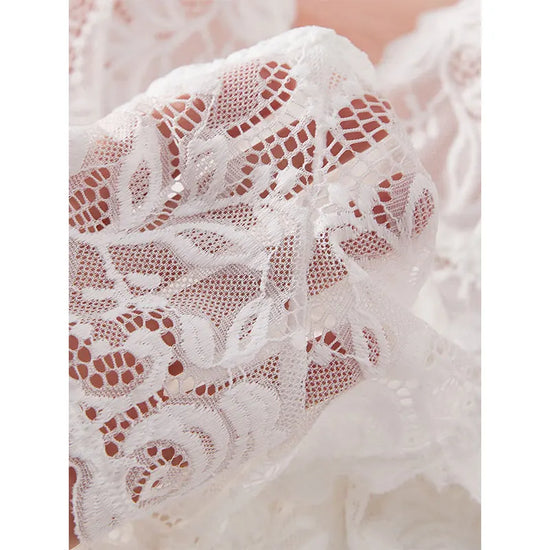 Completo lingerie plus size in pizzo con reggiseno, perizoma e vestaglia trasparente – Set elegante e romantico
