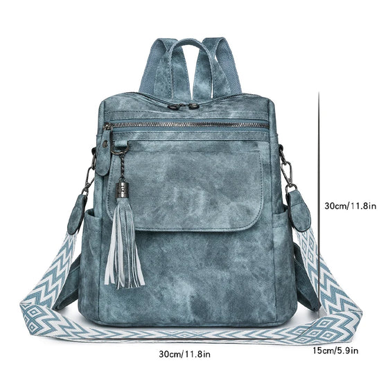Zaino donna grande capacità in pelle simil-cuoio – daypack fashion da viaggio e scuola, backpack solid colour per ragazze