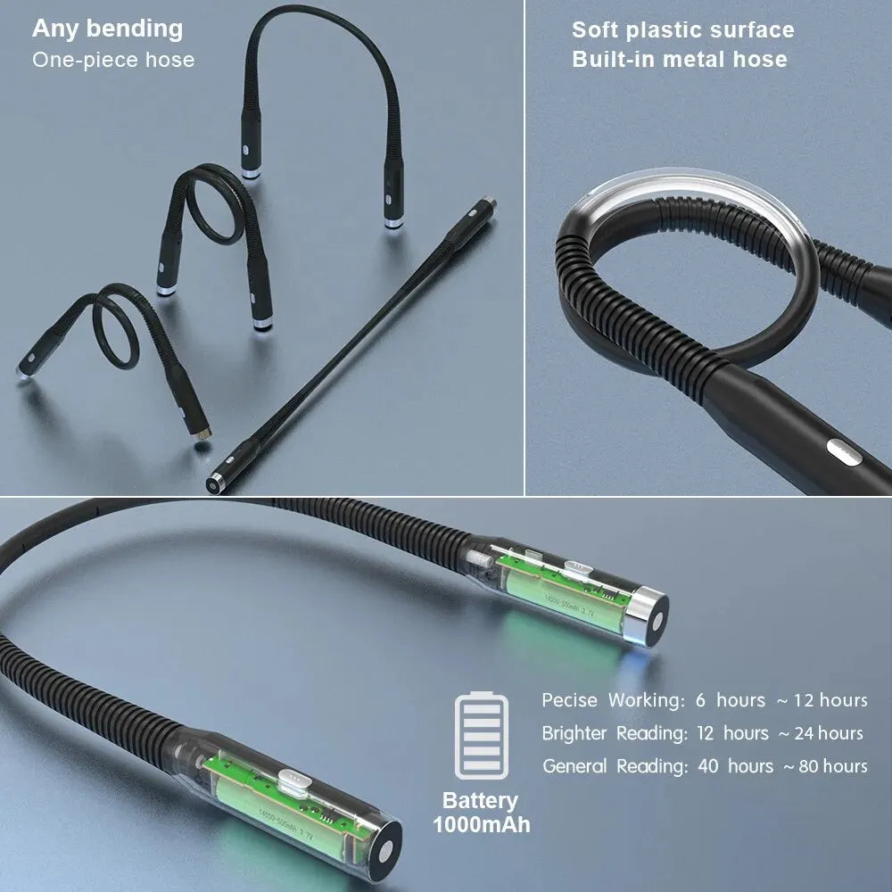 Luce da Collo LED Ricaricabile – Lampada Portatile per Lettura, Uncinetto e Hobby