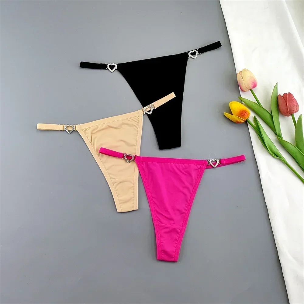 Set 3 Perizomi Sexy con Fibbia Strass – Effetto Ghiaccio, Invisibili, Ultra Comfort