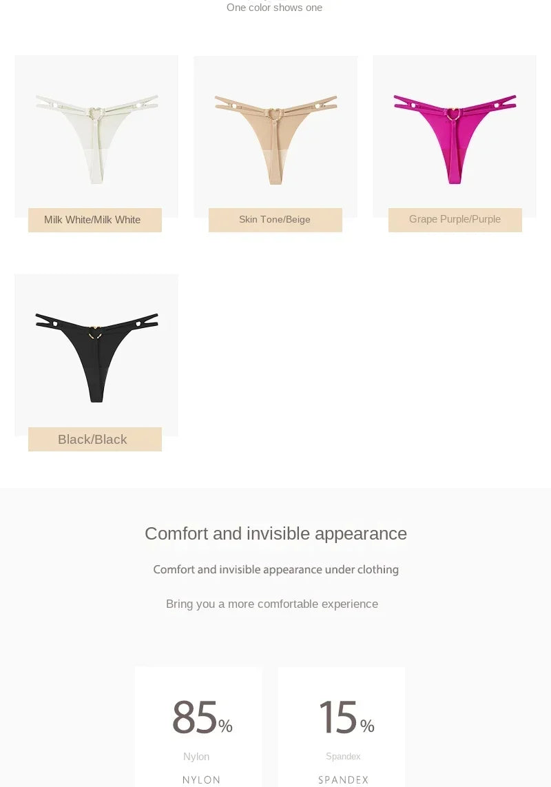 Perizoma sexy a vita alta con doppia fibbia "Love" – Slip minimalisti con cinturini sottili per un look seducente e traspirante