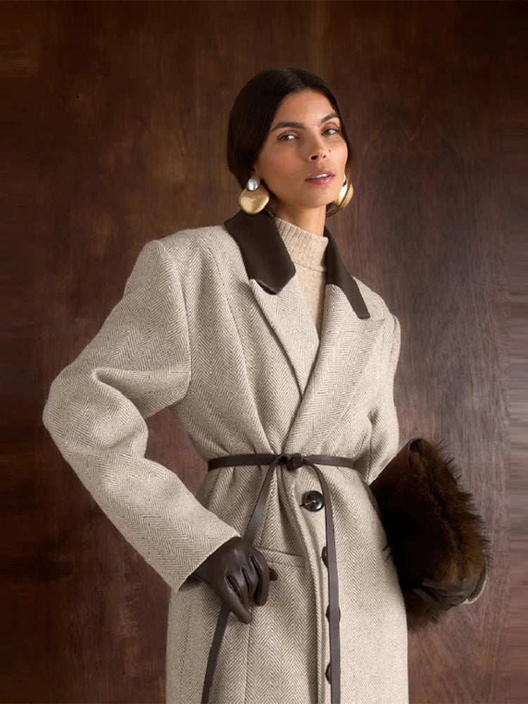 Cappotto Lungo Donna a Pois con Cintura - immagine 2