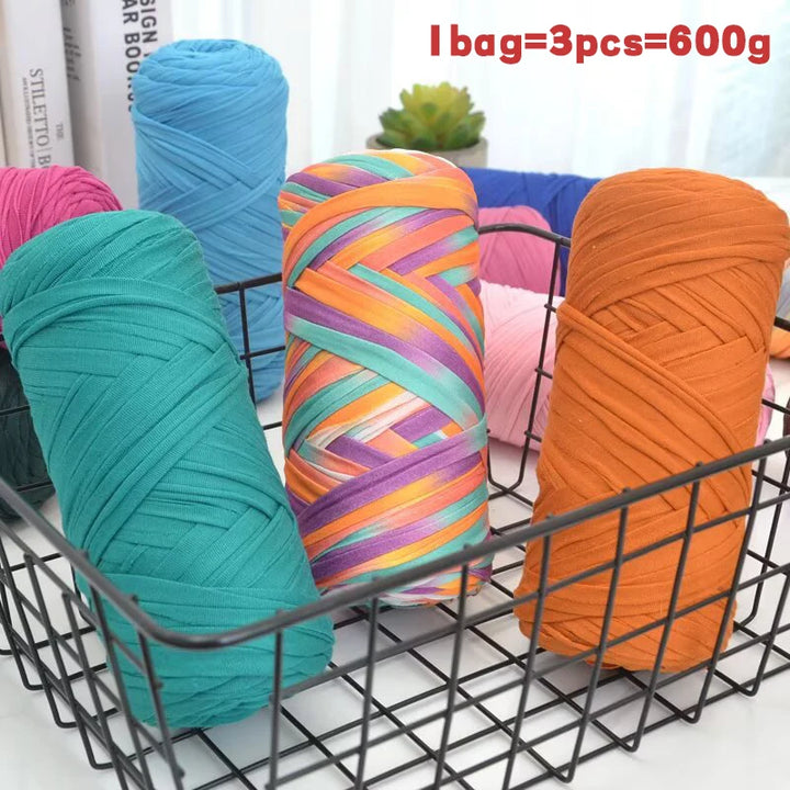 Set 3 gomitoli cloth yarn tessuto – filo intrecciato spesso per borse, tappeti, uncinetto e fai-da-te 2025