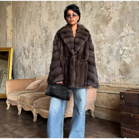 Cappotto lungo in pelliccia sintetica con colletto a revers – giacca maxi donna calda e lussuosa per l'inverno 2025