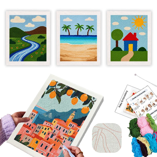 Kit Punch Needle Paesaggio – Ricamo DIY Completo per Principianti
