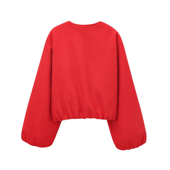 Bomber corto rosso da donna – giacca cropped sportiva