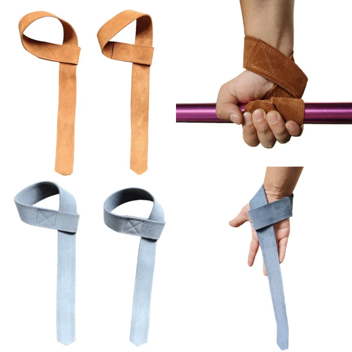 Coppia Fasce da Sollevamento Pesi in Cuoio – Cinghie Polsi per Palestra e Deadlift