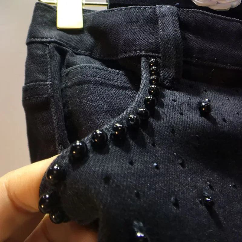 Jeans Donna con Pizzo Nero – Denim Fashion e Moderno