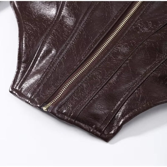 Giacca Biker Donna Effetto Pelle Lucida con Zip – Nero o Rosso