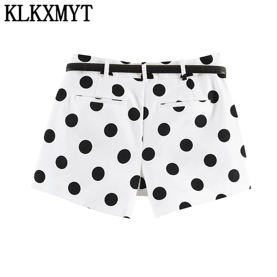 Shorts Donna a Pois Vita Alta – Pantaloncini Estivi Casual Chic