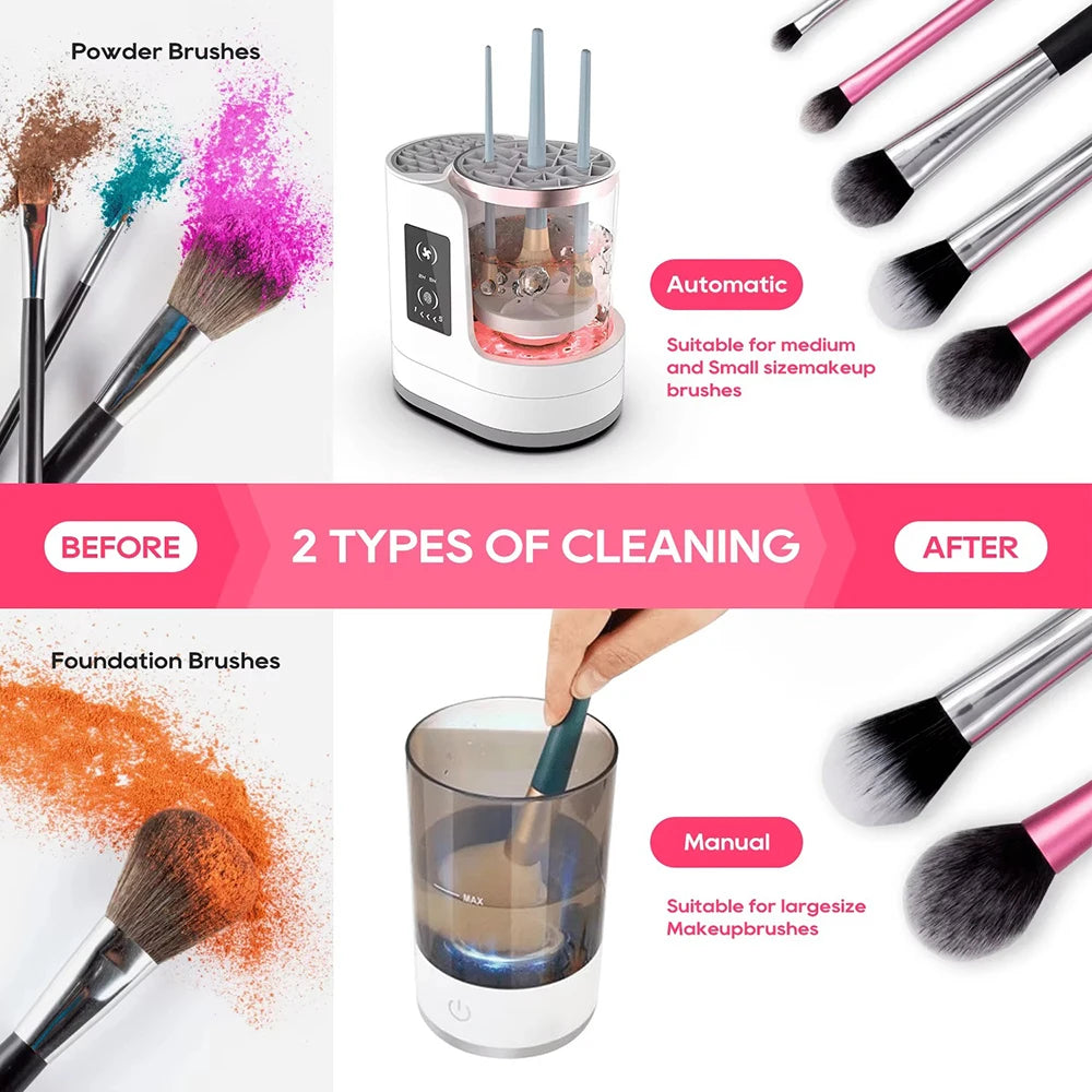 Pulitore Elettrico 3 in 1 per Pennelli Trucco – Lava, Asciuga e Organizza
