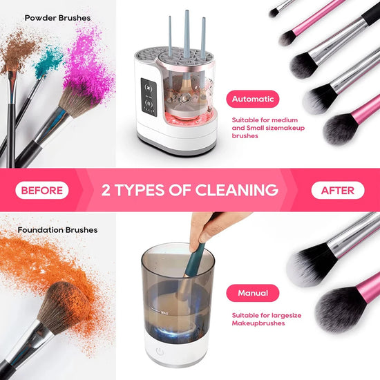Pulitore Elettrico 3 in 1 per Pennelli Trucco – Lava, Asciuga e Organizza