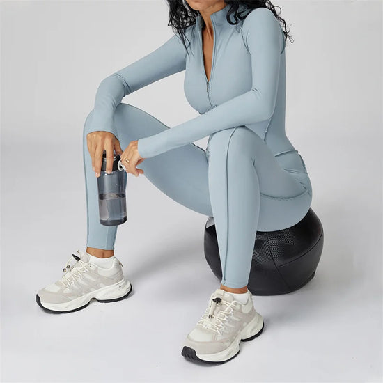 Tuta Sportiva Donna Intera con Zip – Body Fitness per Palestra e Yoga