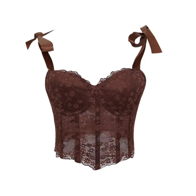 Corsetto Sexy in Pizzo Trasparente – Bustier Push Up Donna