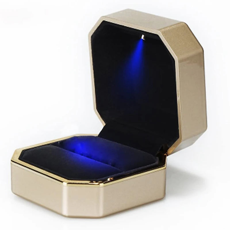 Scatola Portagioie LED in Velluto – Elegante Espositore per Anello o Collana per Proposta e Fidanzamento