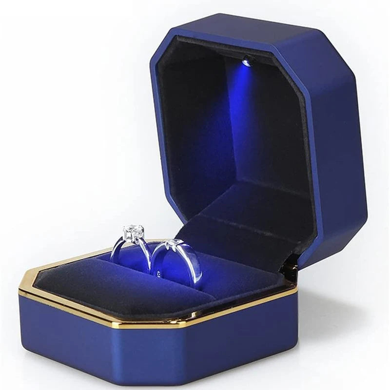 Scatola Portagioie LED in Velluto – Elegante Espositore per Anello o Collana per Proposta e Fidanzamento