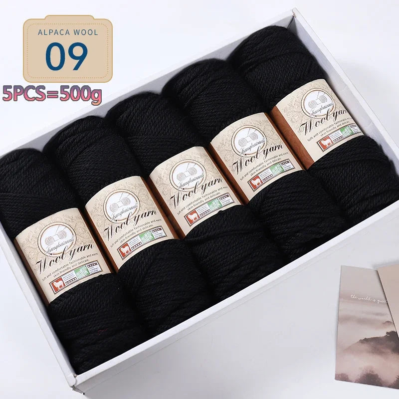 Set 5 gomitoli filato spesso alpaca 500 g – yarn grosso per maglioni, cappotti e crafting inverno