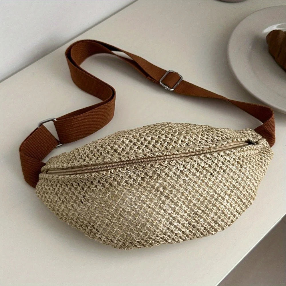 Marsupio Intrecciato Donna Estivo – Borsa a Petto Paglia Leggera