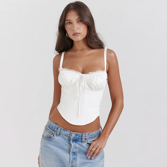Mini Abito Corsetto in Pizzo Floreale – Estate 2025, Bianco/ Giallo/Rosso/Blu