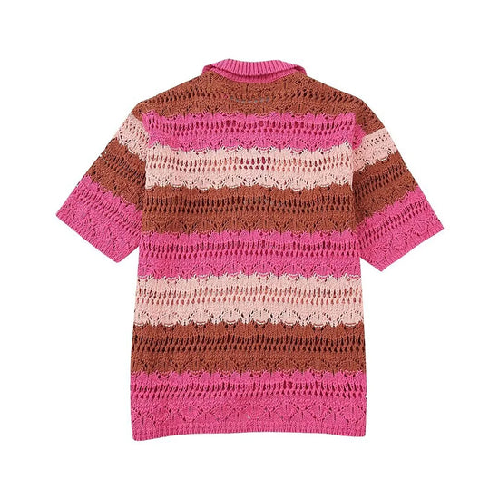 Co-ord estivo donna 2025 — Set maglia jacquard a righe con cardigan e shorts