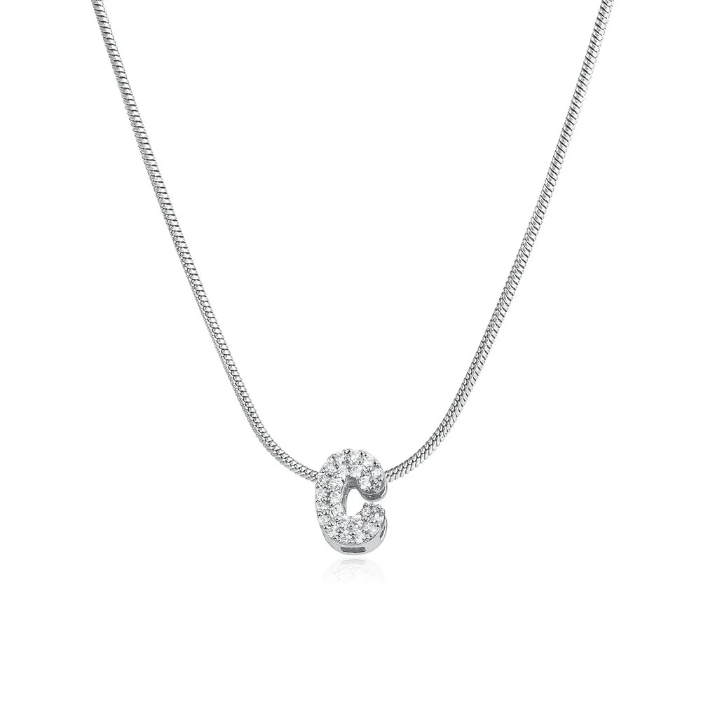 Collana iniziale personalizzabile A–Z con pavé di zirconi – acciaio, elegante
