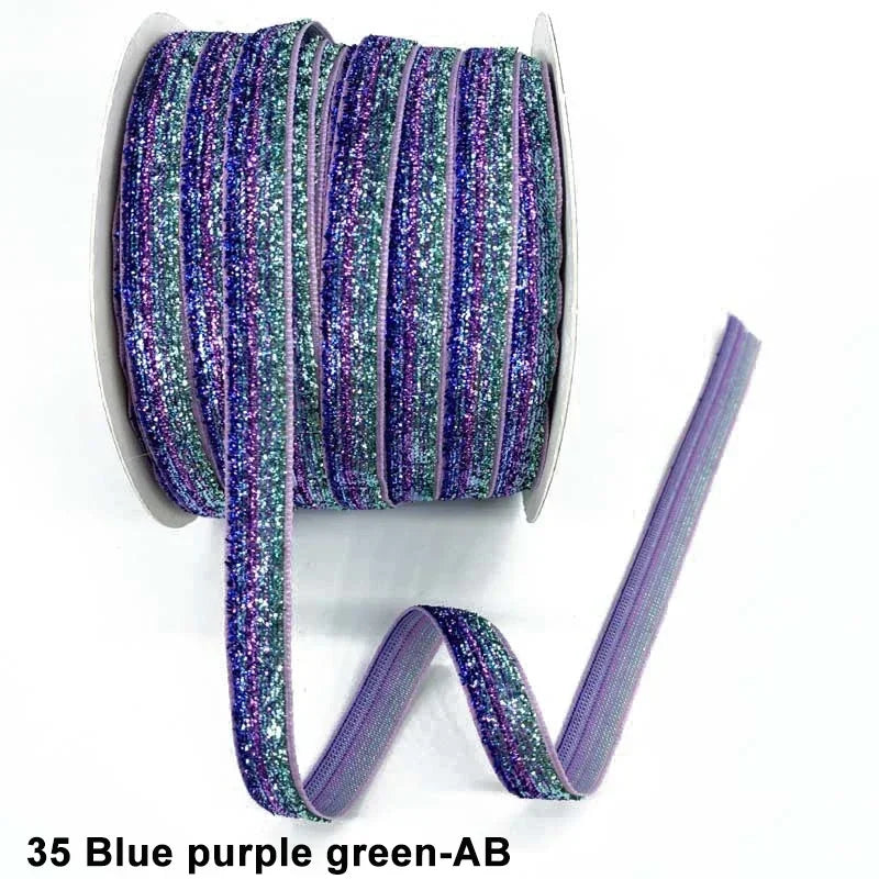 Nastro velluto glitter 10 mm – 50 metri multicolore per decorazioni, fai-da-te, confezioni regalo e artigianato