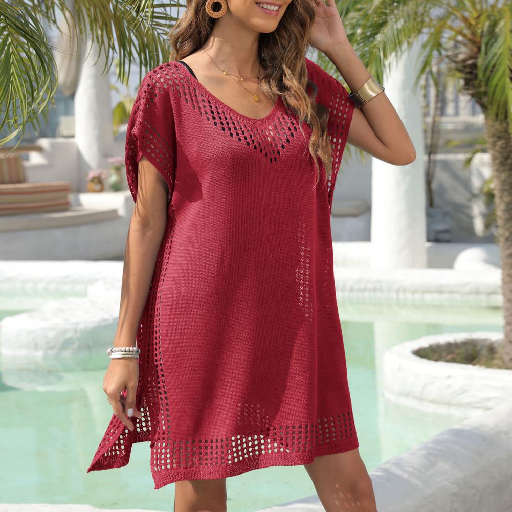 Pareo Copricostume Donna Estivo Elegante – Vestito Mare Lungo in Tinta Unita con Spacco Sexy