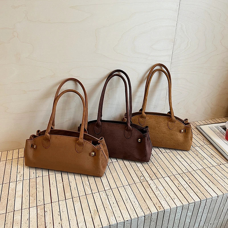 Borsa baguette tote in suede 2025 – stile underarm sofisticato, capiente e raffinato per donne commuter