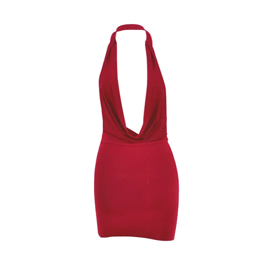 Sexy Mini Dress Donna Estivo – Bodycon Halter V‑Neck Backless 2025