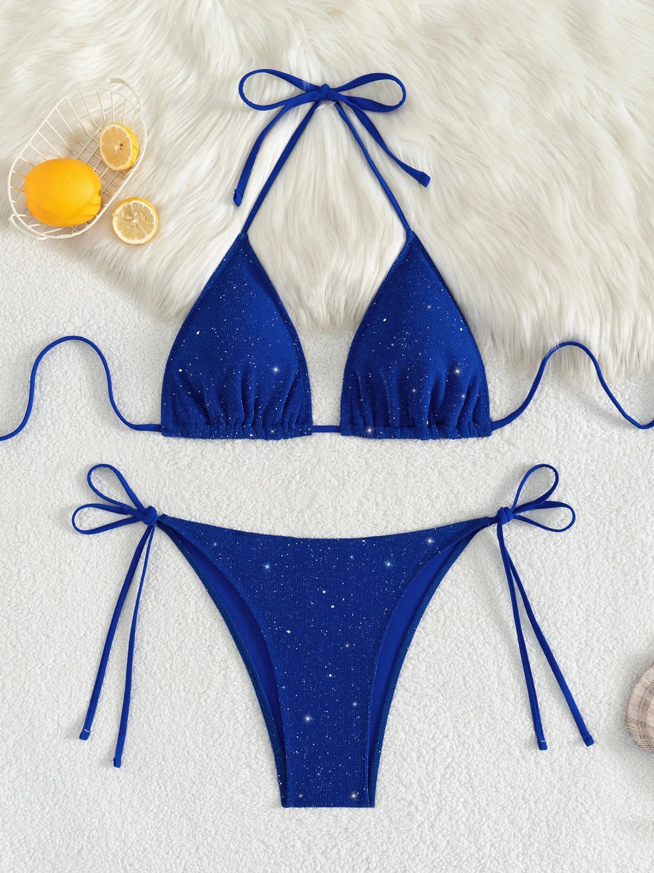 Bikini Nero con Paillettes – Costume Sexy Push Up Brillante
